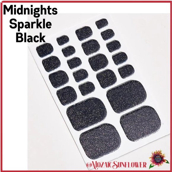 Other - 22 Pedi Nail Wraps 5 𝐅𝐨𝐫 $𝟗 MIDNIGHTS Black Glitter Sparkle NEW